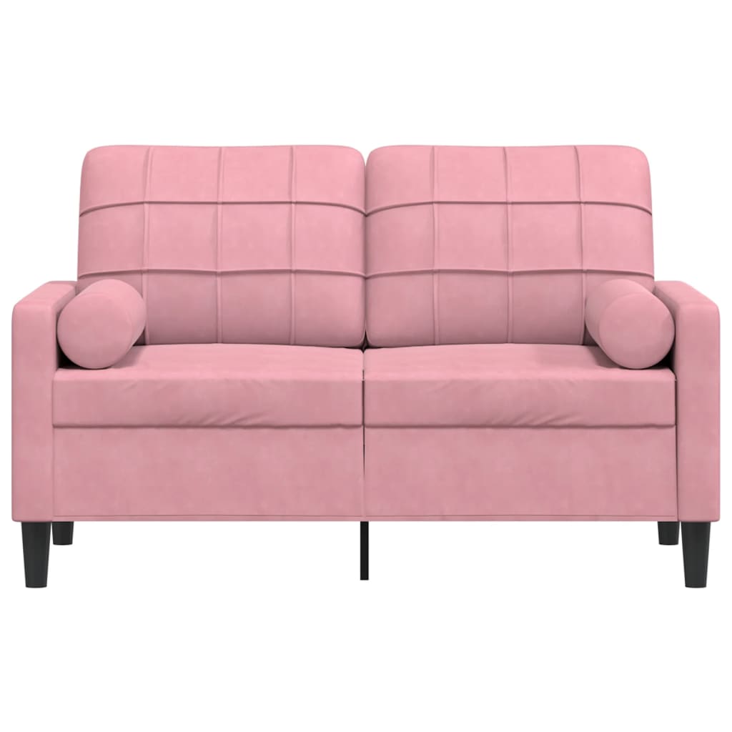 Divano a 2 Posti con Cuscini Rosa 120 cm in Velluto