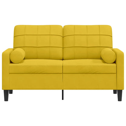 Divano a 2 Posti con Cuscini Giallo 120 cm in Velluto