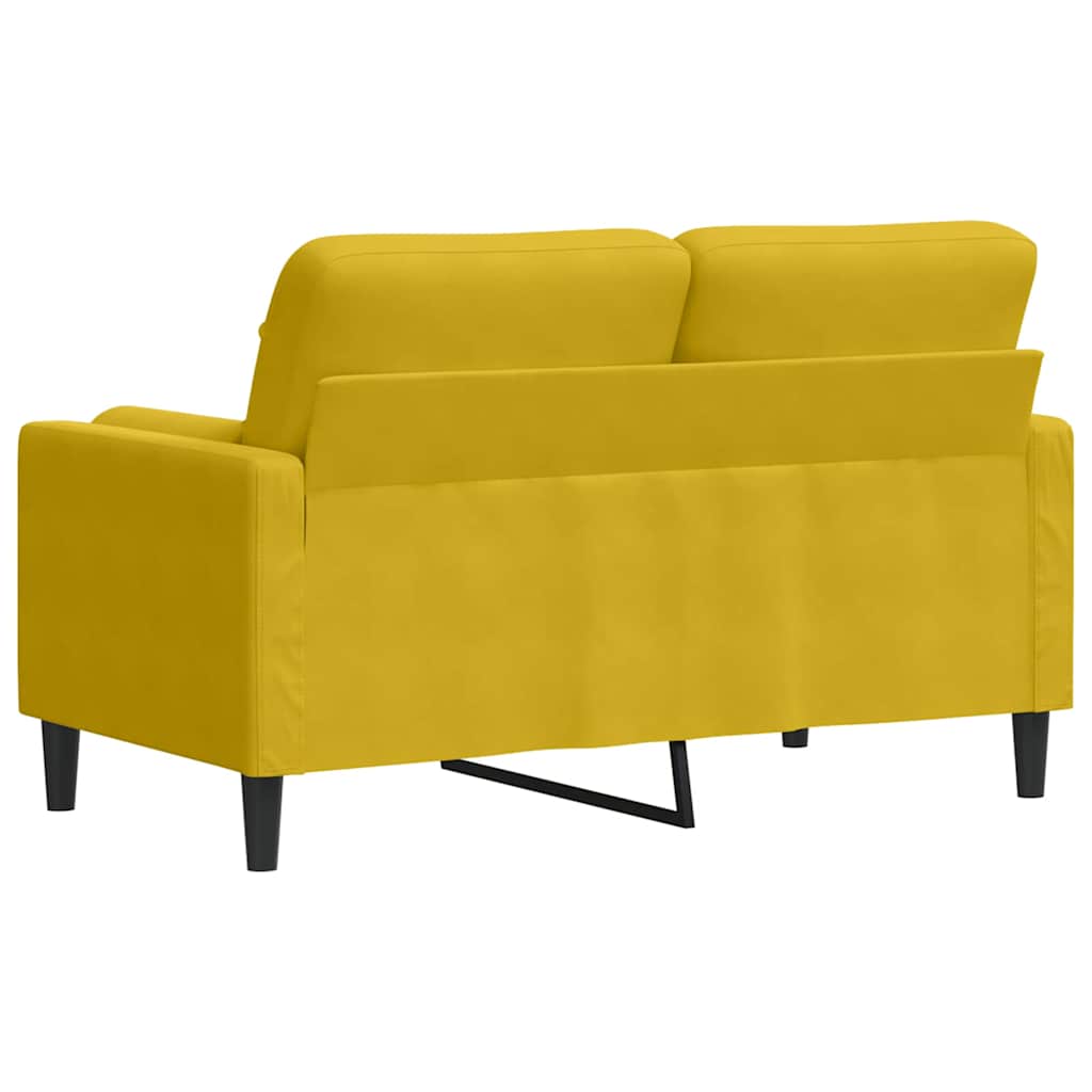 Divano a 2 Posti con Cuscini Giallo 120 cm in Velluto | homemem39