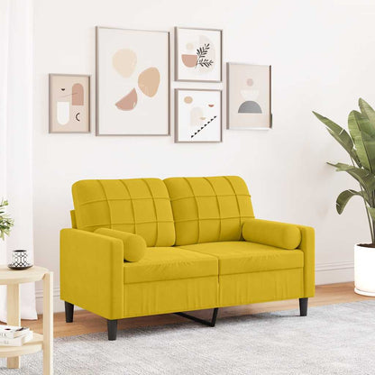 Divano a 2 Posti con Cuscini Giallo 120 cm in Velluto | homemem39