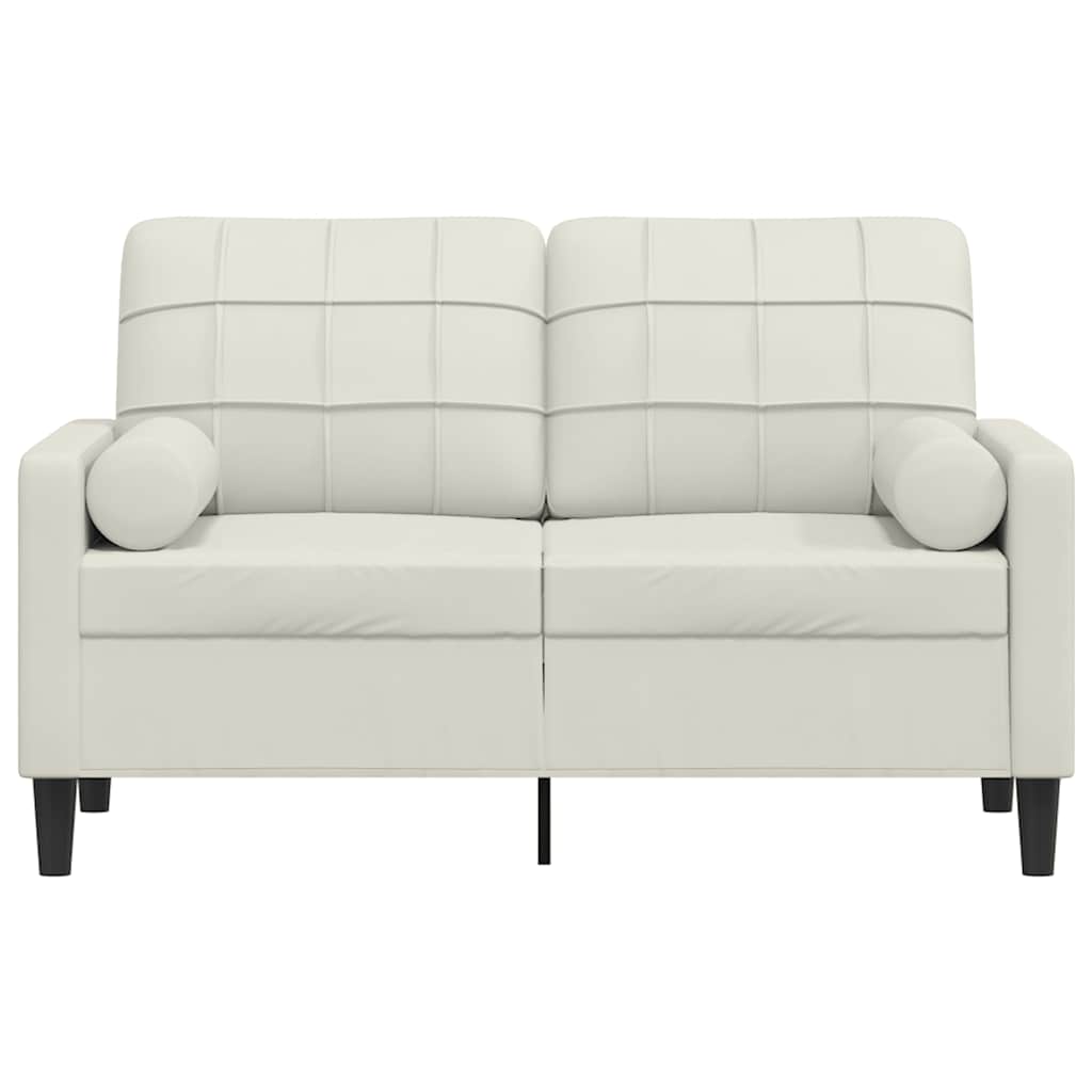 Divano a 2 Posti con Cuscini Crema 120 cm in Velluto