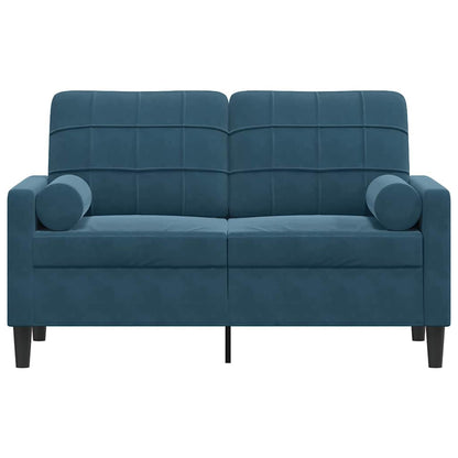 Divano a 2 Posti con Cuscini Blu 120 cm in Velluto | homemem39