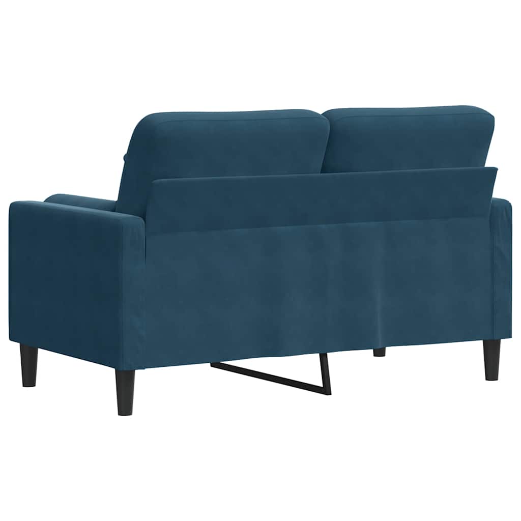 Divano a 2 Posti con Cuscini Blu 120 cm in Velluto | homemem39