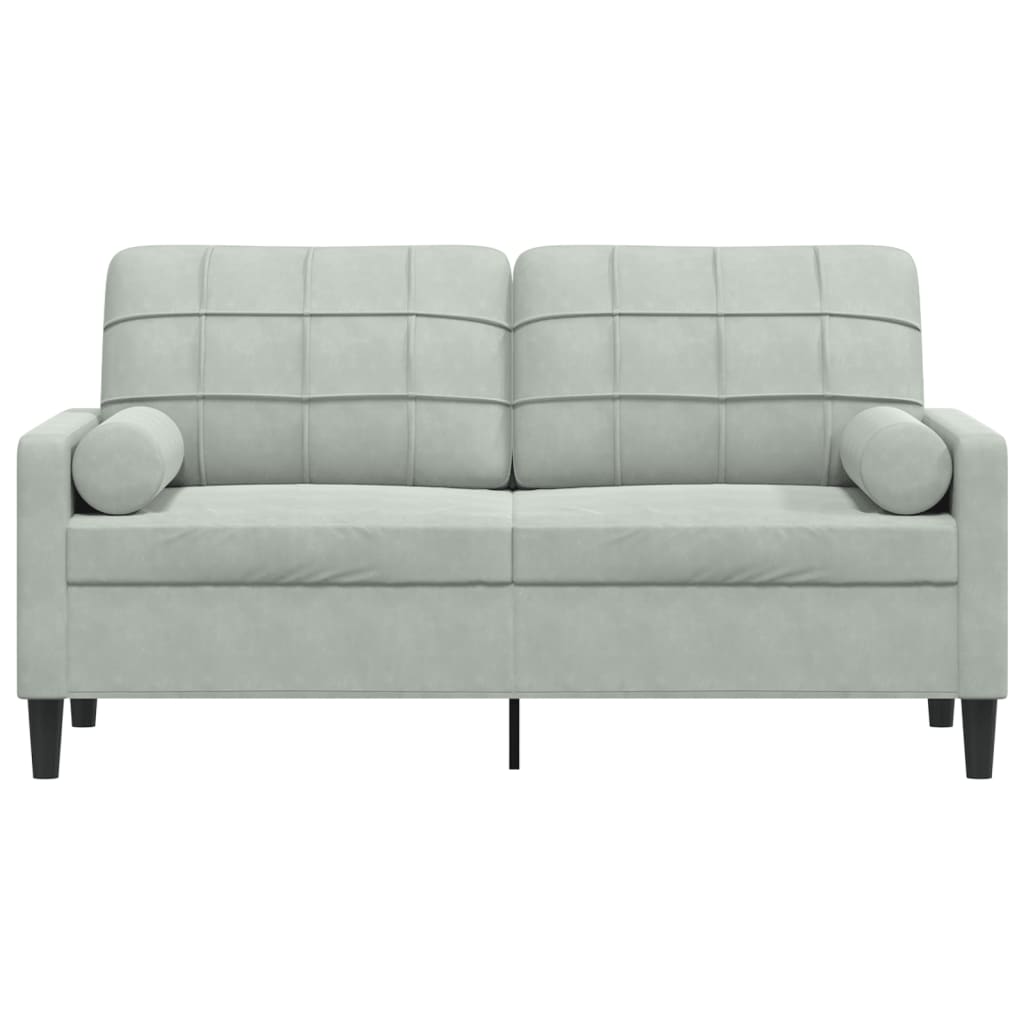 Divano a 2 Posti con Cuscini Grigio Chiaro 140 cm in Velluto