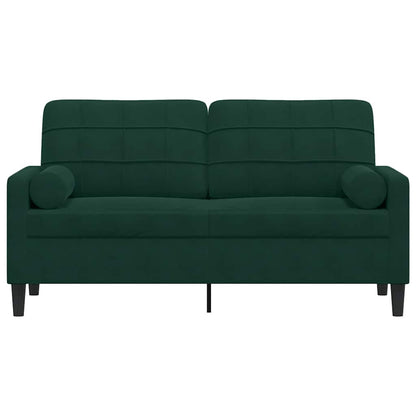 Divano a 2 Posti con Cuscini Verde Scuro 140 cm in Velluto