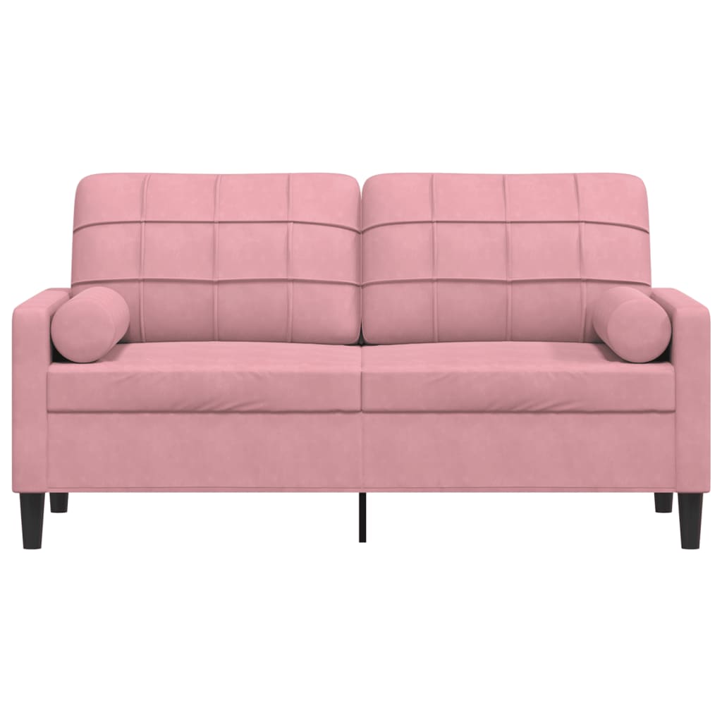 Divano a 2 Posti con Cuscini Rosa 140 cm in Velluto