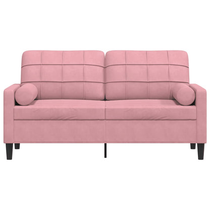 Divano a 2 Posti con Cuscini Rosa 140 cm in Velluto