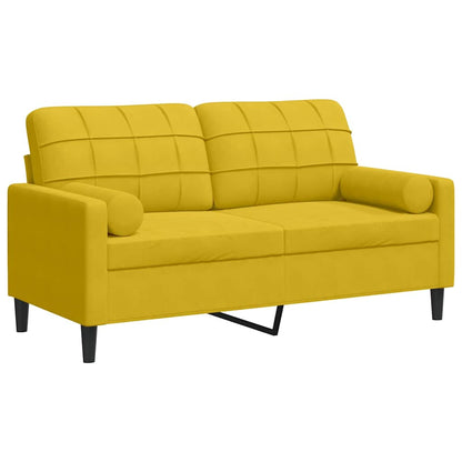 Divano a 2 Posti con Cuscini Giallo 140 cm in Velluto
