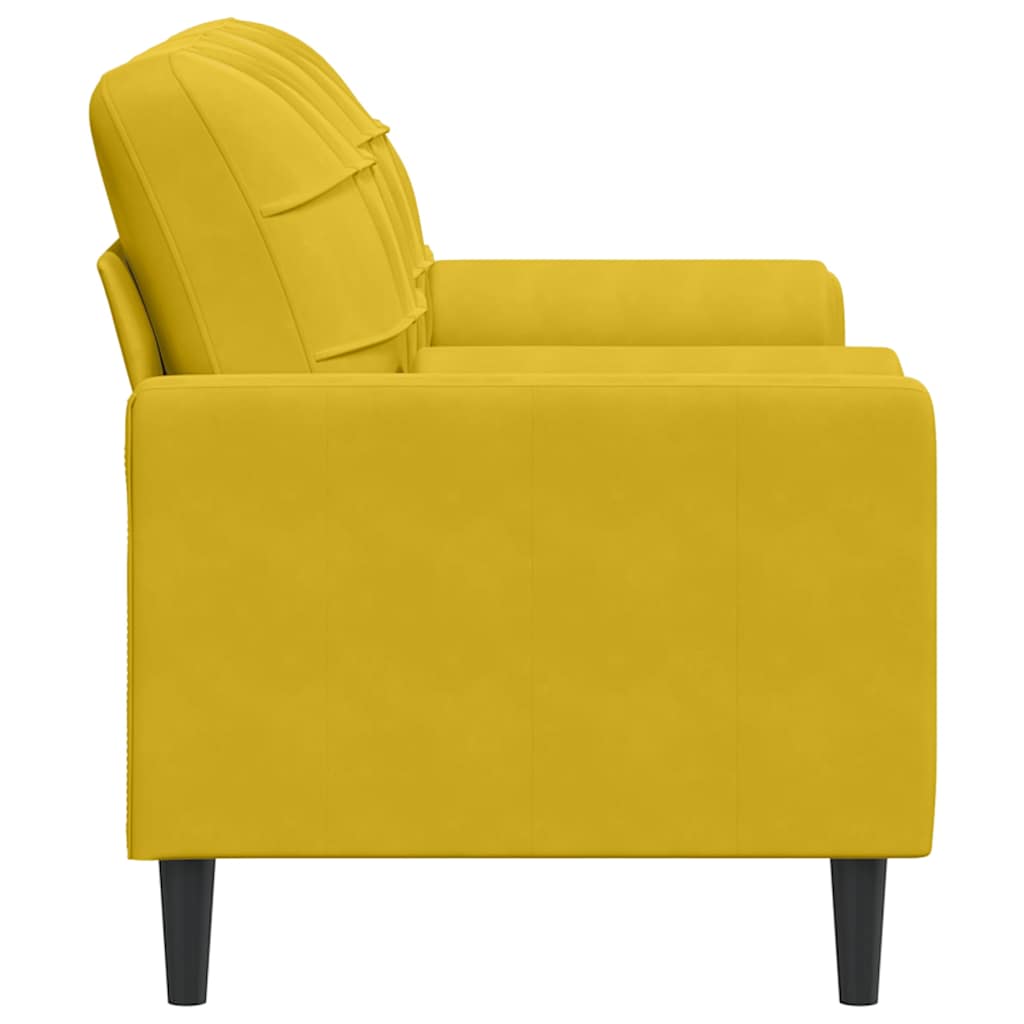 Divano a 2 Posti con Cuscini Giallo 140 cm in Velluto