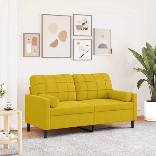 Divano a 2 Posti con Cuscini Giallo 140 cm in Velluto | homemem39