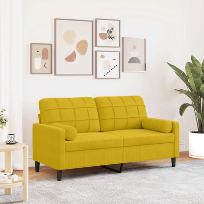 Divano a 2 Posti con Cuscini Giallo 140 cm in Velluto