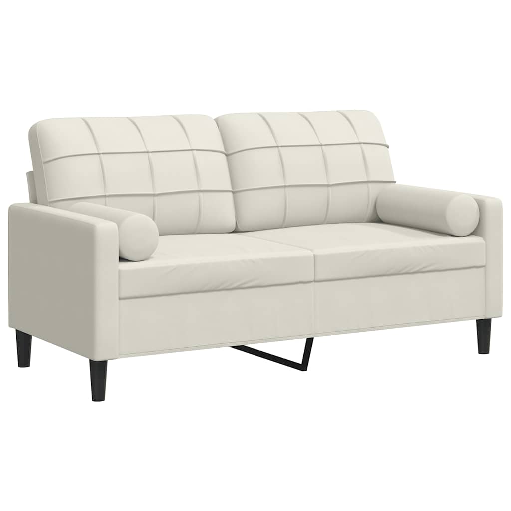 Divano a 2 Posti con Cuscini Crema 140 cm in Velluto | homemem39