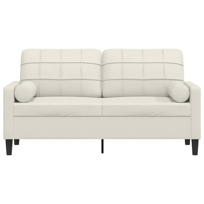 Divano a 2 Posti con Cuscini Crema 140 cm in Velluto | homemem39