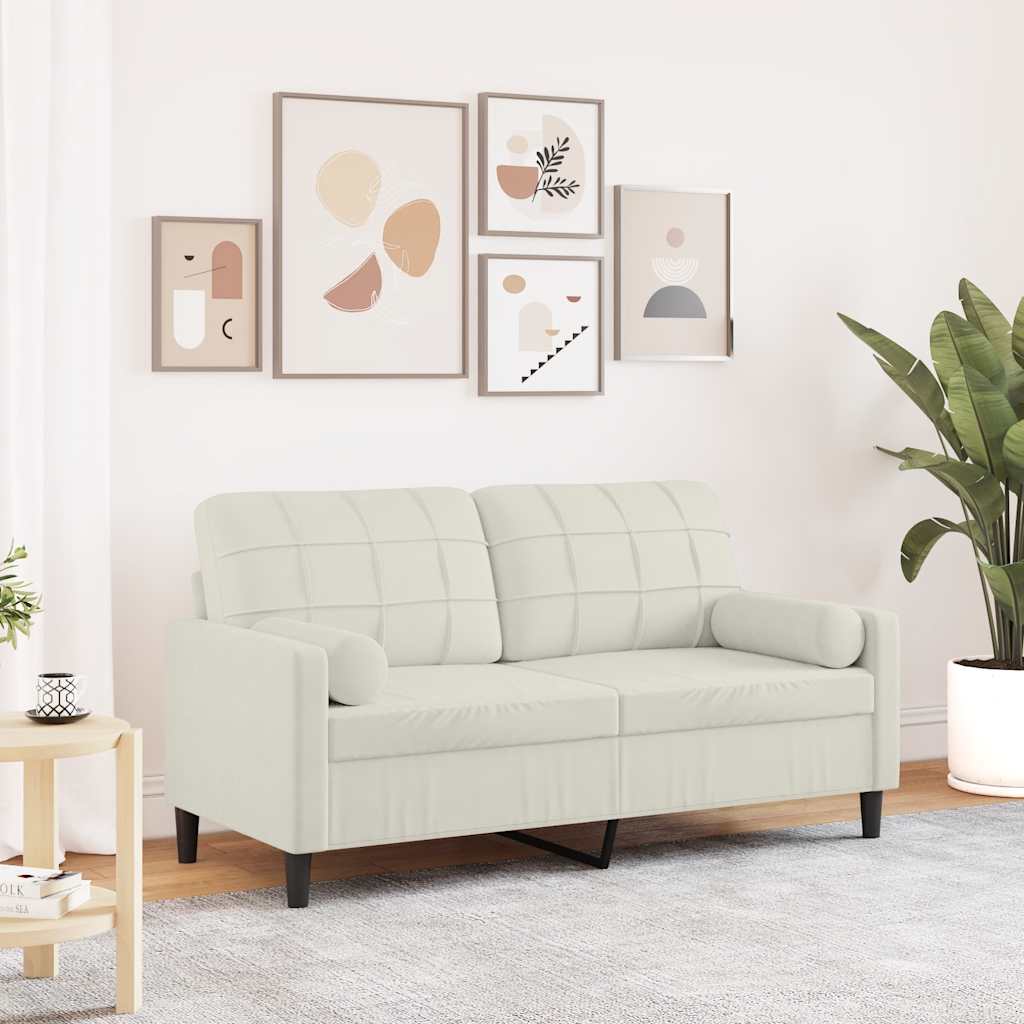 Divano a 2 Posti con Cuscini Crema 140 cm in Velluto | homemem39