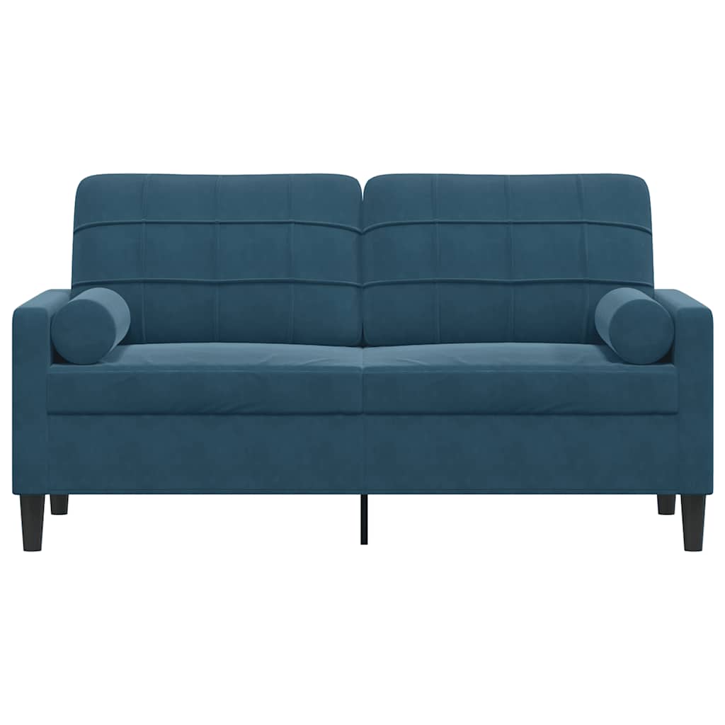 Divano a 2 Posti con Cuscini Blu 140 cm in Velluto | homemem39