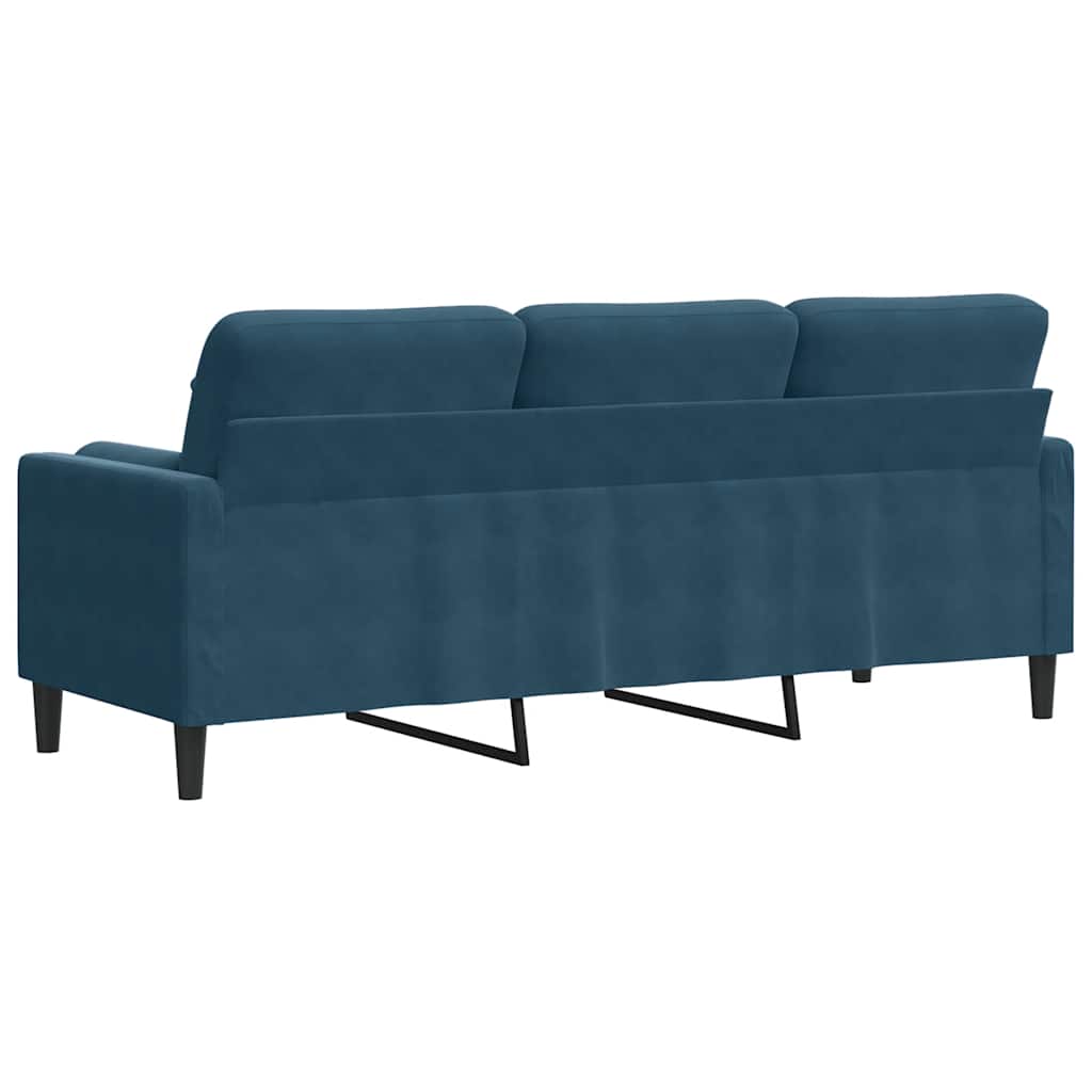 Divano a 3 Posti con Cuscini Blu 180 cm in Velluto | homemem39