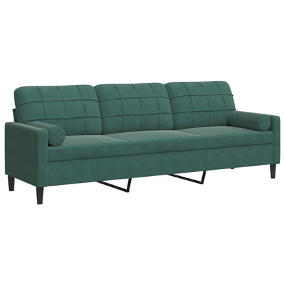 Divano a 3 Posti con Cuscini Verde Scuro 210 cm in Velluto | homemem39