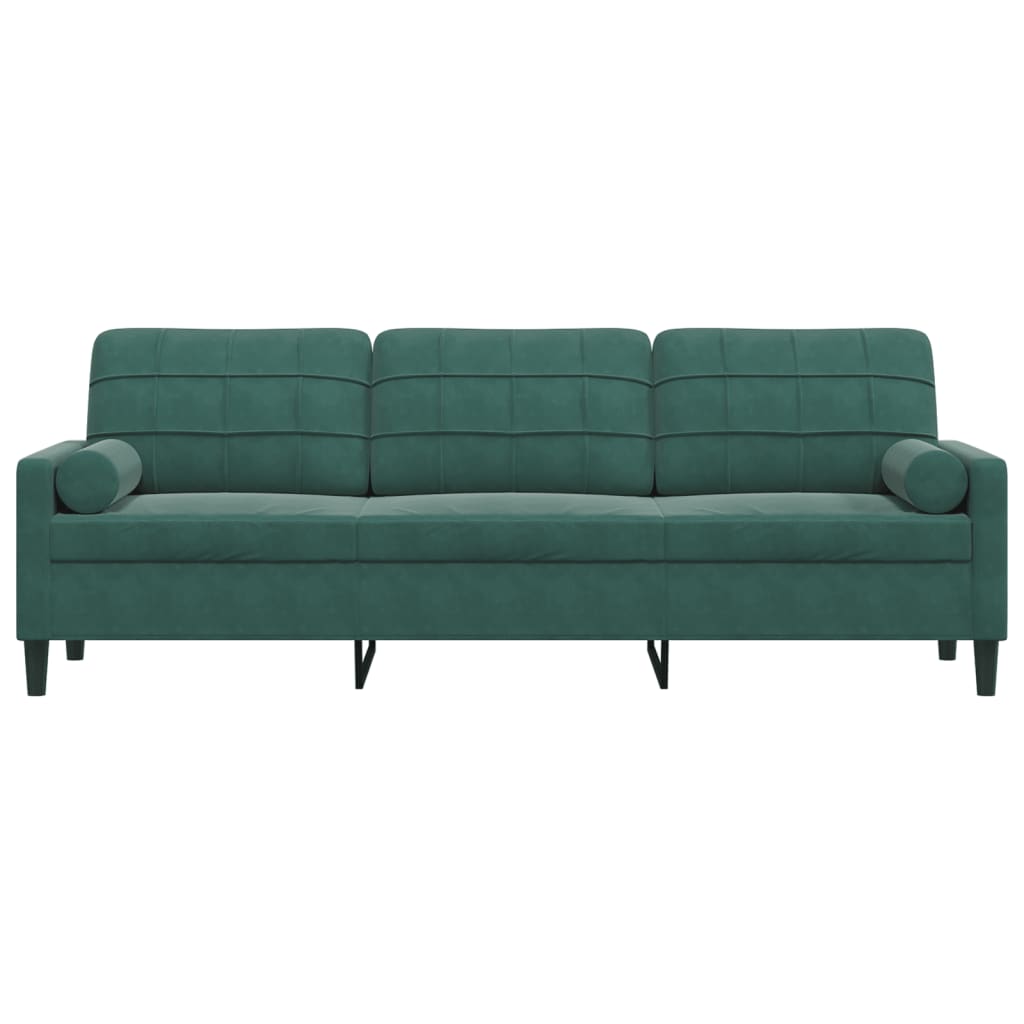 Divano a 3 Posti con Cuscini Verde Scuro 210 cm in Velluto | homemem39