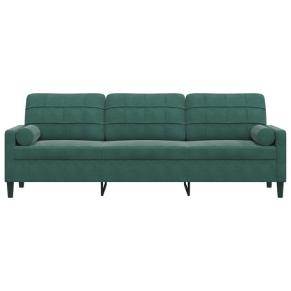 Divano a 3 Posti con Cuscini Verde Scuro 210 cm in Velluto | homemem39