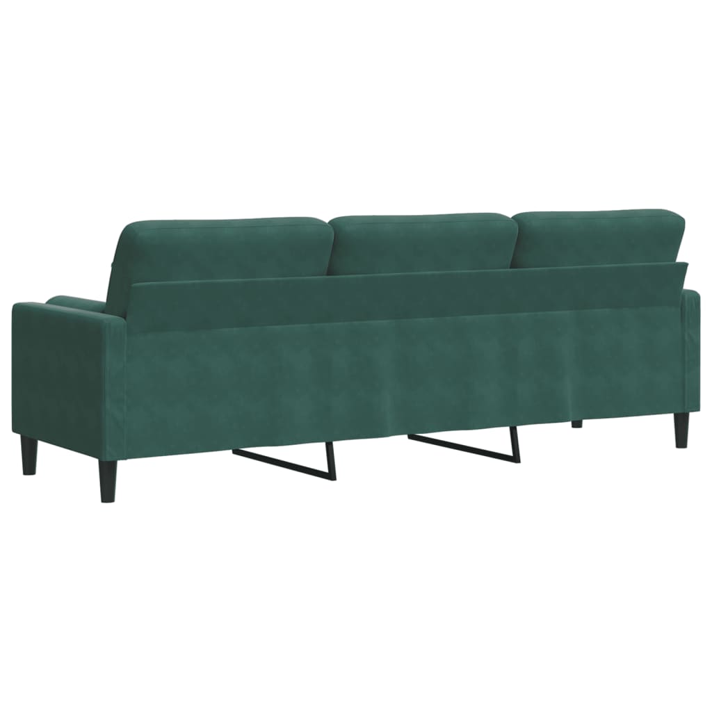 Divano a 3 Posti con Cuscini Verde Scuro 210 cm in Velluto | homemem39