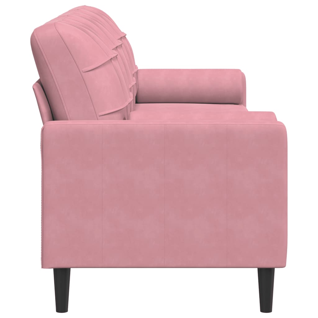 Divano a 3 Posti con Cuscini Rosa 210 cm in Velluto