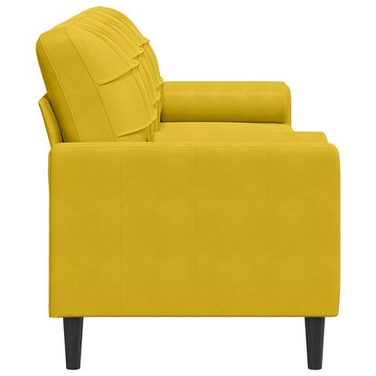 Divano a 3 Posti con Cuscini Giallo 210 cm in Velluto