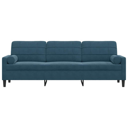 Divano a 3 Posti con Cuscini Blu 210 cm in Velluto | homemem39