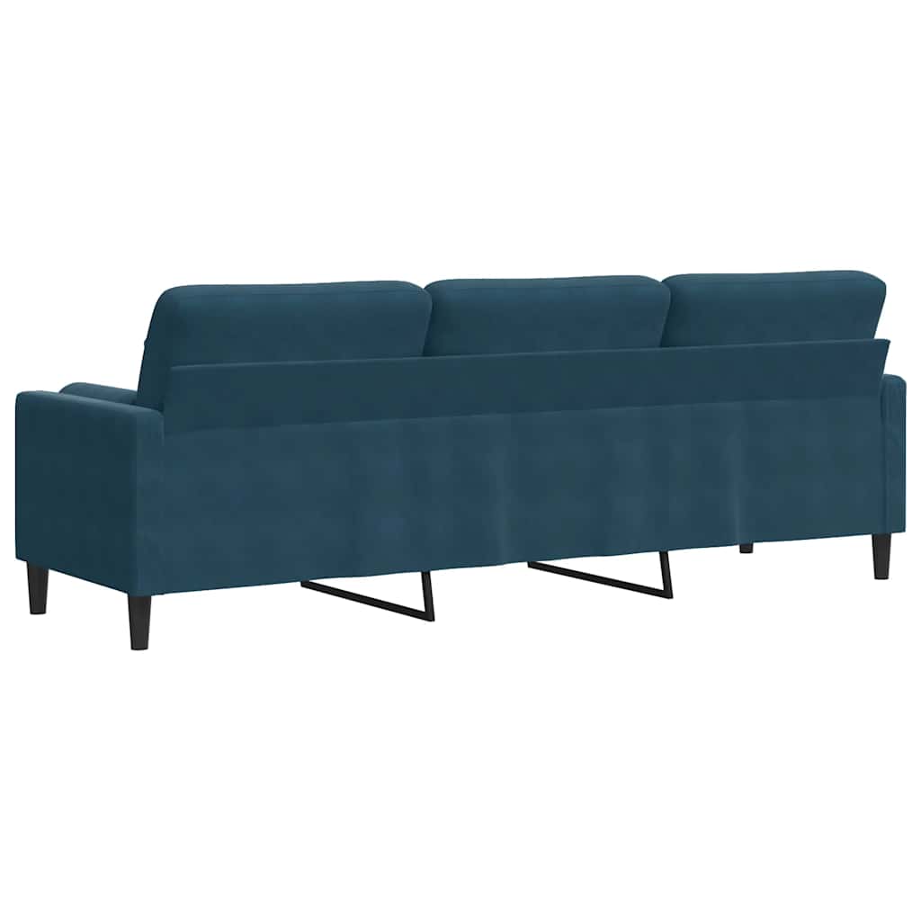 Divano a 3 Posti con Cuscini Blu 210 cm in Velluto | homemem39