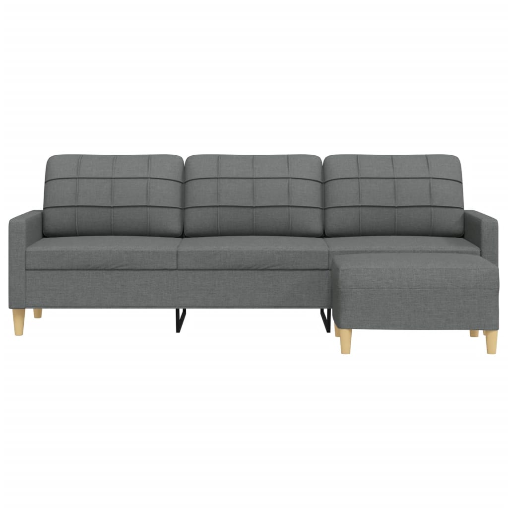Divano a 3 Posti con Poggiapiedi Grigio Scuro 210cm in Tessuto | homemem39