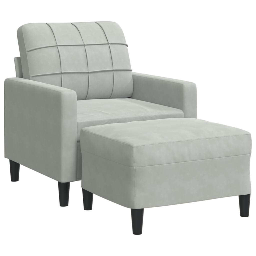 Poltrona con Poggiapiedi Grigio Chiaro 60 cm in Velluto | homemem39