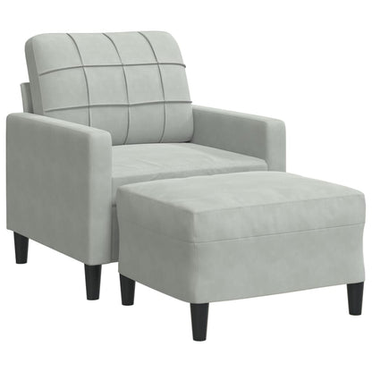Poltrona con Poggiapiedi Grigio Chiaro 60 cm in Velluto | homemem39