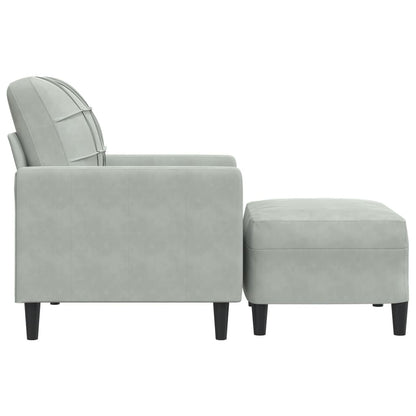 Poltrona con Poggiapiedi Grigio Chiaro 60 cm in Velluto