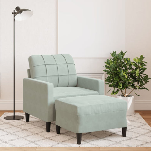 Poltrona con Poggiapiedi Grigio Chiaro 60 cm in Velluto | homemem39