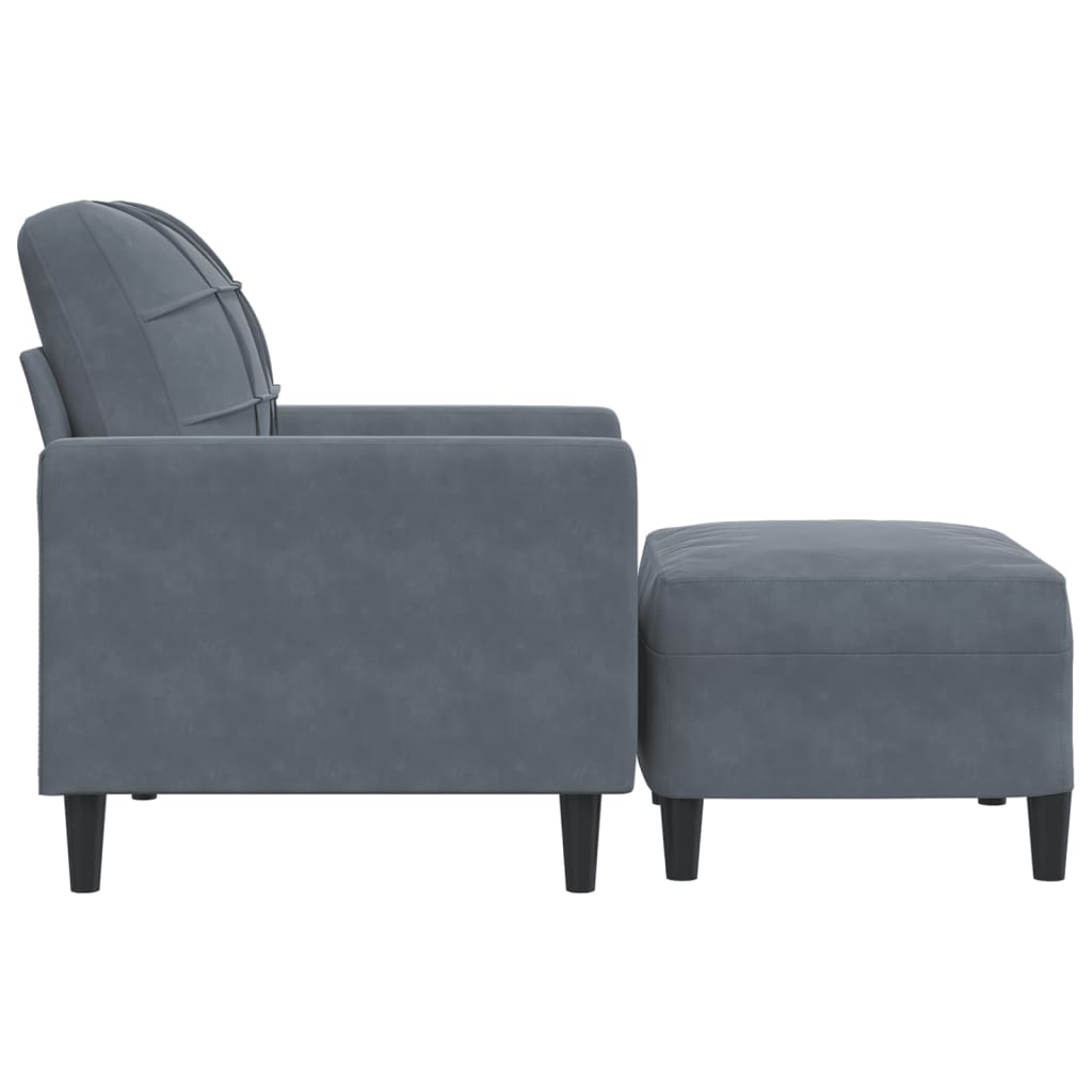 Poltrona con Poggiapiedi Grigio Scuro 60 cm in Velluto