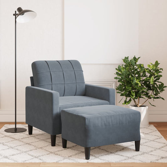 Poltrona con Poggiapiedi Grigio Scuro 60 cm in Velluto | homemem39
