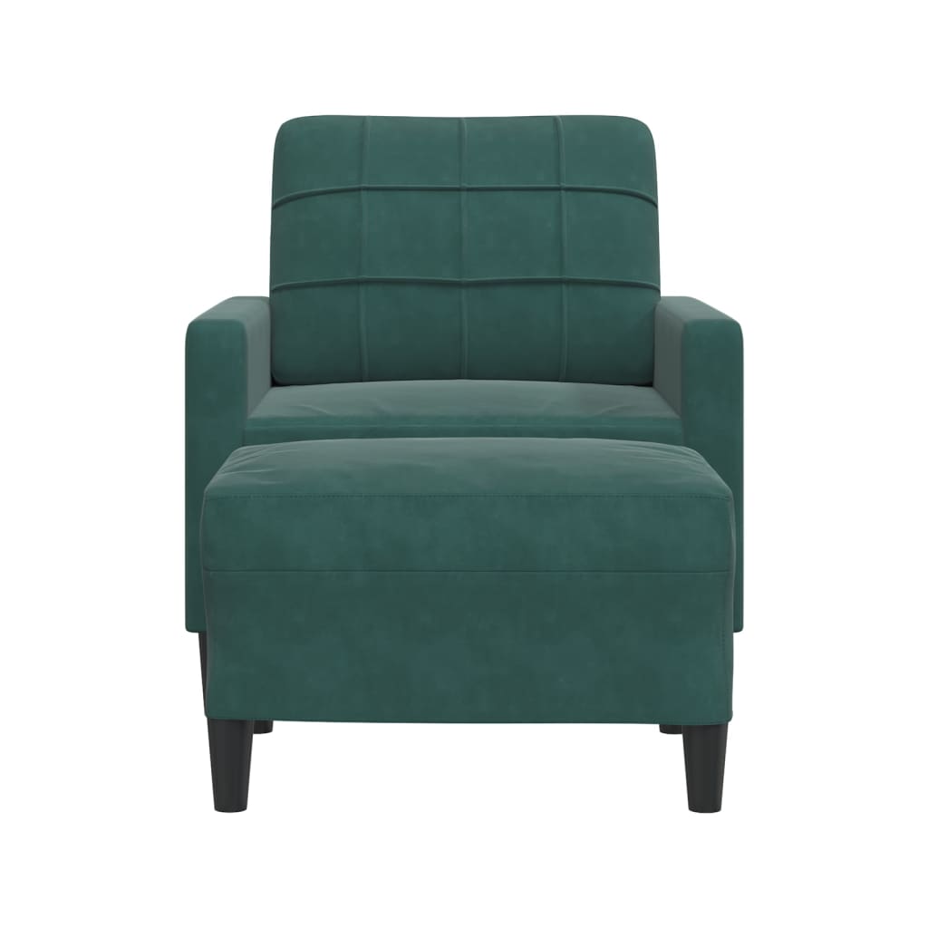 Poltroncina con Poggiapiedi Verde Scuro 60 cm in Velluto