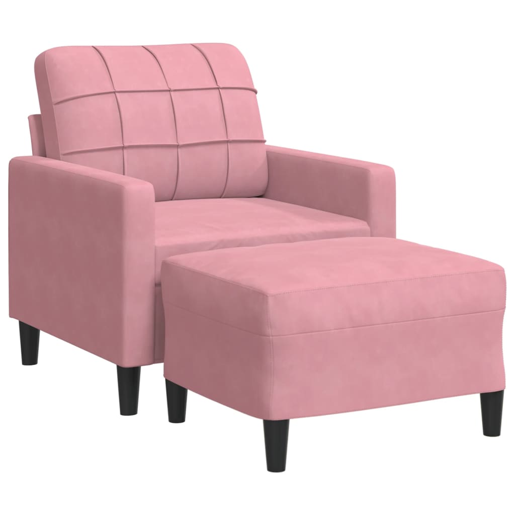 Poltrona con Poggiapiedi Rosa 60 cm Velluto