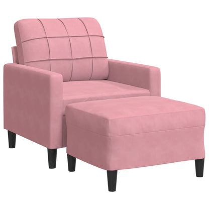 Poltrona con Poggiapiedi Rosa 60 cm Velluto