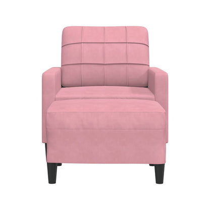 Poltrona con Poggiapiedi Rosa 60 cm Velluto