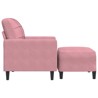 Poltrona con Poggiapiedi Rosa 60 cm Velluto