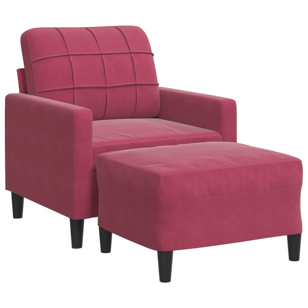 Poltrona con Poggiapiedi Rosso Vino 60 cm in Velluto | homemem39