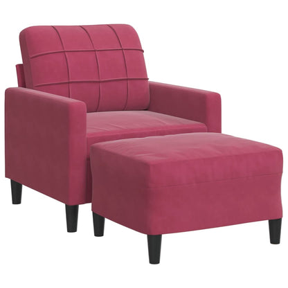 Poltrona con Poggiapiedi Rosso Vino 60 cm in Velluto | homemem39