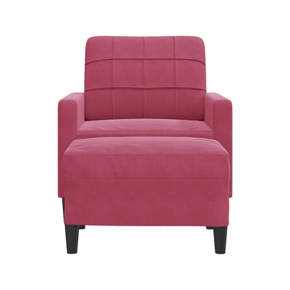 Poltrona con Poggiapiedi Rosso Vino 60 cm in Velluto