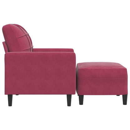 Poltrona con Poggiapiedi Rosso Vino 60 cm in Velluto