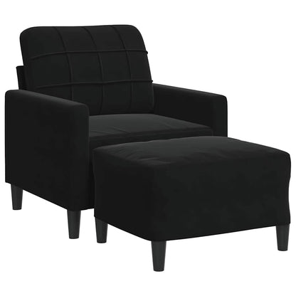 Poltrona con Poggiapiedi Nero 60 cm in Velluto | homemem39
