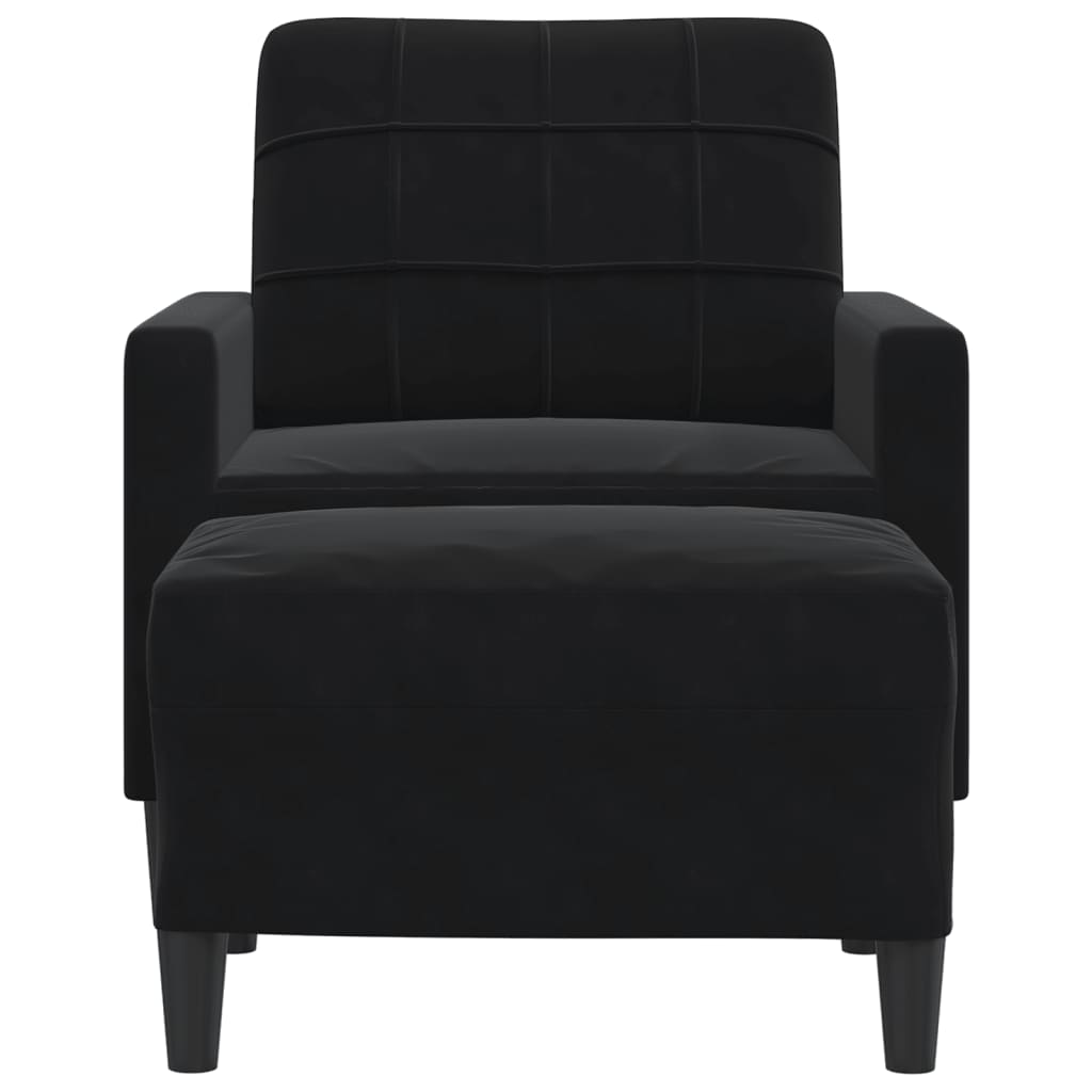 Poltrona con Poggiapiedi Nero 60 cm in Velluto | homemem39