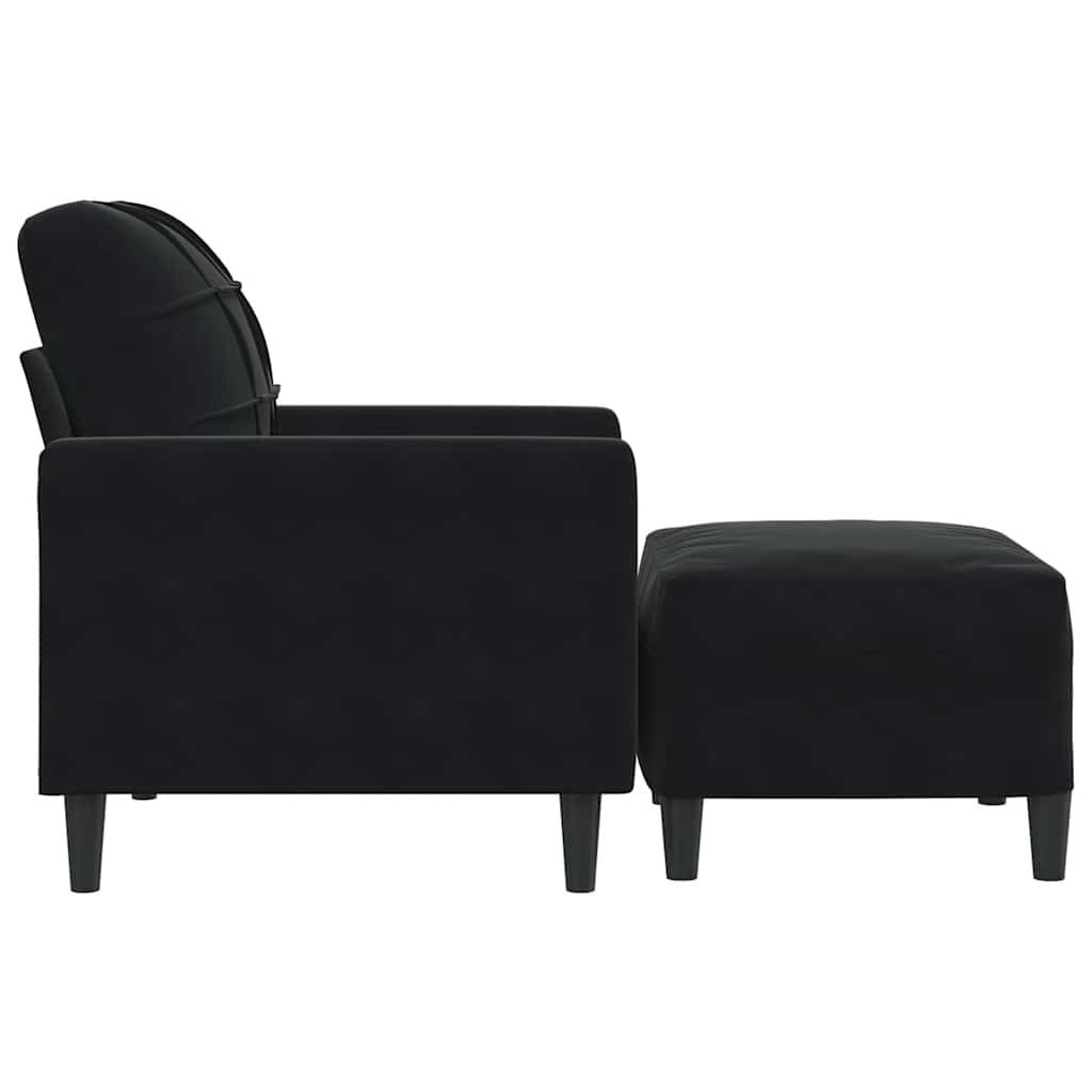 Poltrona con Poggiapiedi Nero 60 cm in Velluto