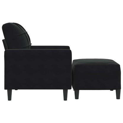 Poltrona con Poggiapiedi Nero 60 cm in Velluto