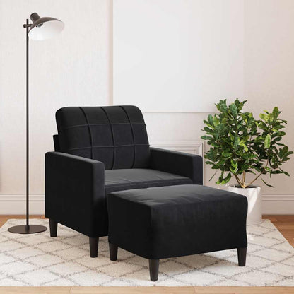 Poltrona con Poggiapiedi Nero 60 cm in Velluto | homemem39
