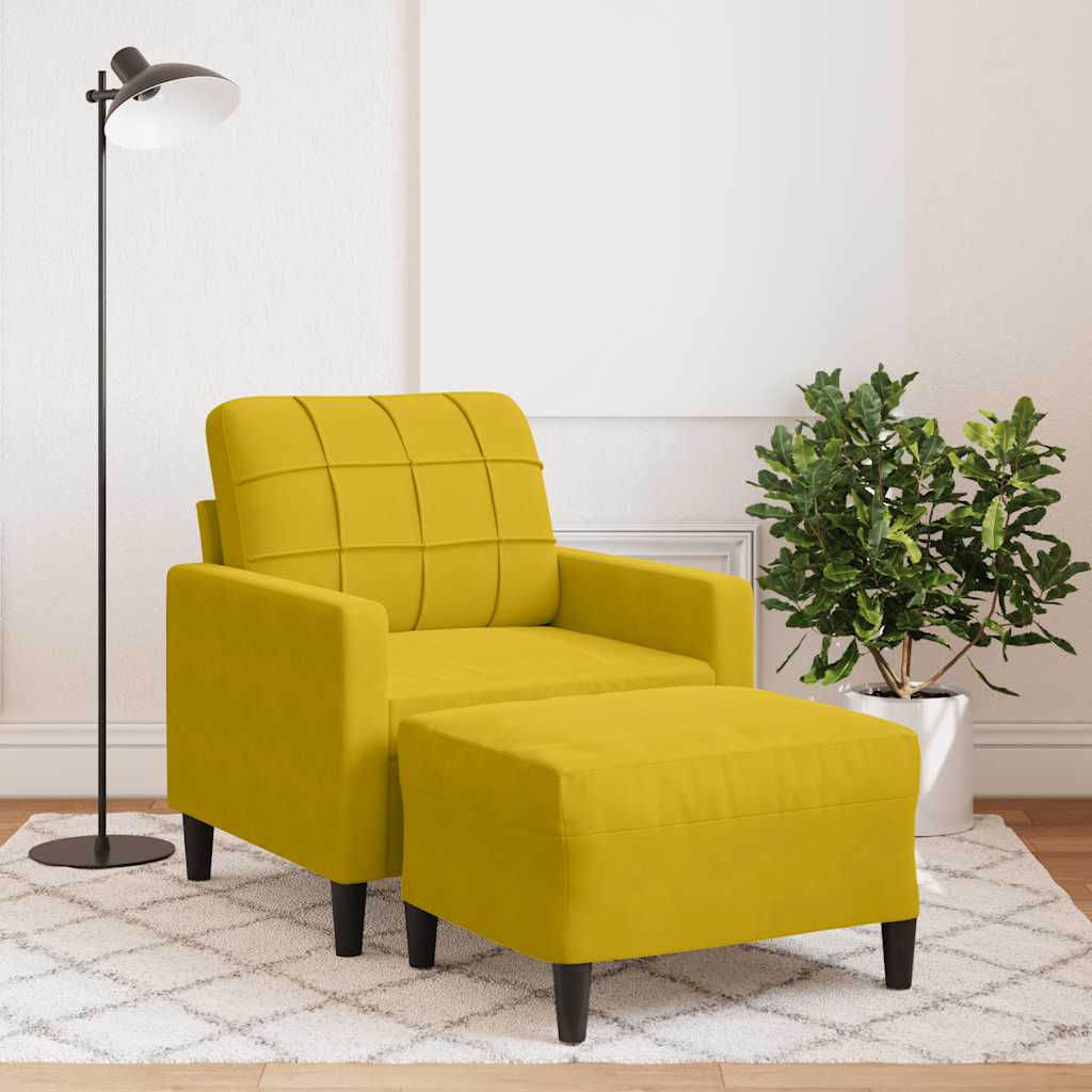 Poltrona con Poggiapiedi Giallo 60 cm in Velluto | homemem39